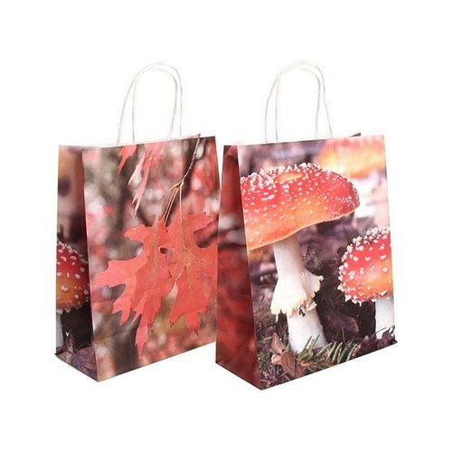 Papieren tas paddestoel/blad S