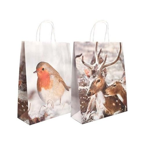 Papieren tas roodborst/hert L