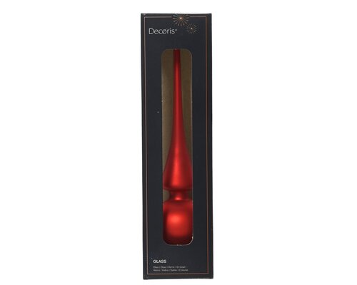 Piek glas d6h26cm kerstrood - afbeelding 1