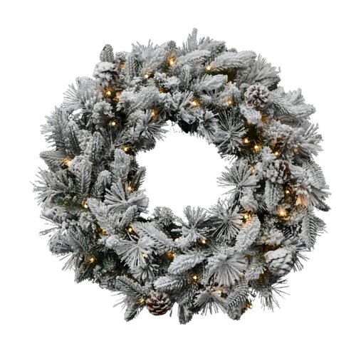 Pinecone krans snowy prelit - D 60 cm - 60L - BO - incl. timer