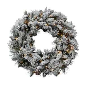 Pinecone krans snowy prelit - D 60 cm - 60L - BO - incl. timer