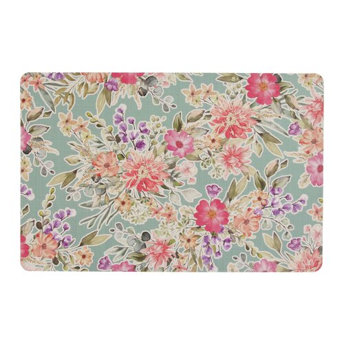 Placemat Flowers - L44xB28cm Blauw