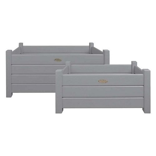 Plantenbak rechth. grijs set S/L