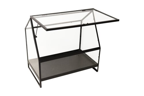 Plantenkas metaal/glas B 47 x D 26 x H 45,5 cm zwart
