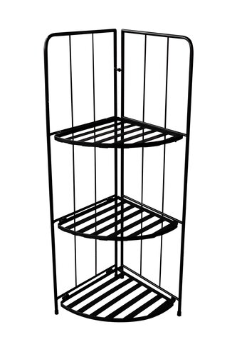 Plantenrek hoek metaal 3-laags B 41 x D 29,5 x H 90 cm zwart