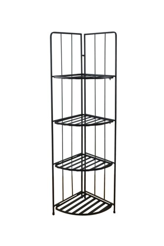 Plantenrek hoek metaal 4-laags B 41 x D 29,5 x H 118 cm zwart
