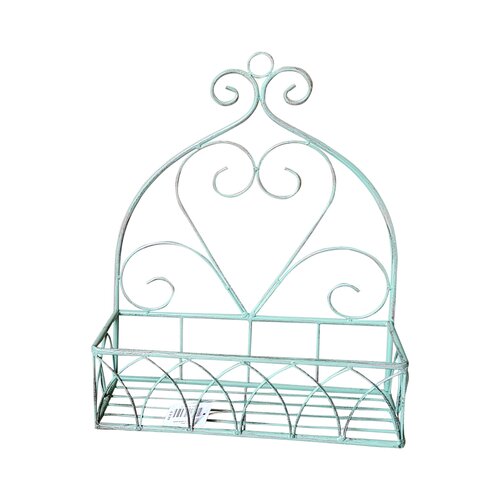 Plantenrekje muur 32 x 13 x 40 cm antiek groen