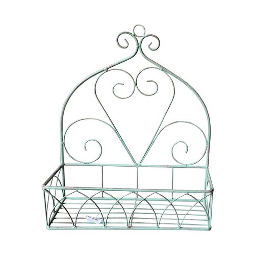 Plantenrekje muur 37 x 15,5 x 45 cm antiek groen