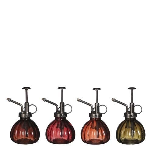 Plantenspuit bruin groen rood orange 4 assorti - h16xd8,5cm