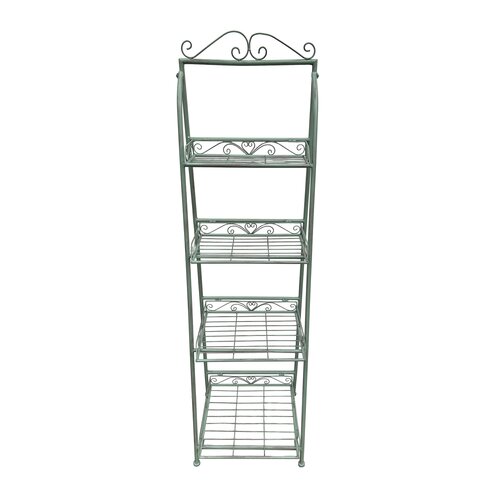 Plantenstand 4-laags 46 x 41 x 159 cm antiek groen - afbeelding 2