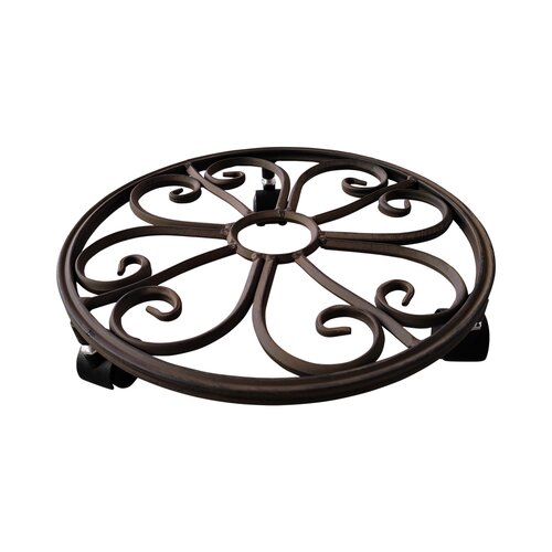 Plantentrolley D 28 x H 6 cm rond roestbruin