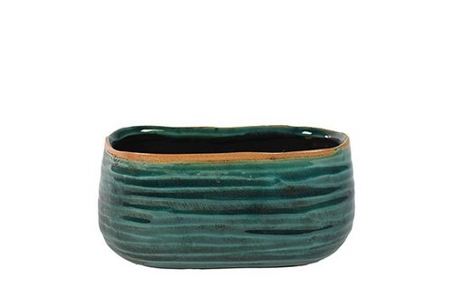 Planter Iris turquoise D15x8 H8