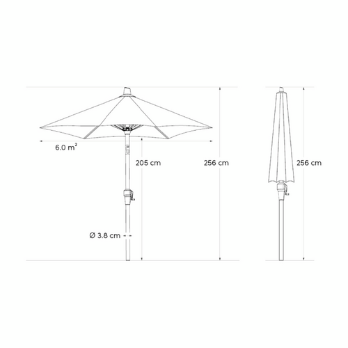 Platinum Stokparasol Riva 300x200 cm Antraciet - afbeelding 9
