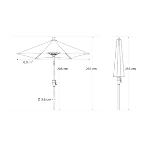 Platinum Stokparasol Riva 300x200 cm Antraciet - afbeelding 9