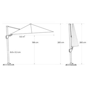 Platinum zweefparasol Challenger T² 300x300 taupe - afbeelding 11
