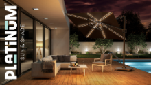 Platinum Zweefparasol Challenger T² Glow 300x300 cm Taupe - afbeelding 3