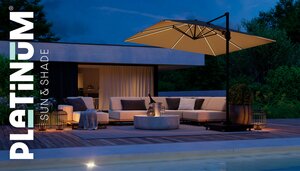Platinum zweefparasol Challenger T² Glow 300x300 antraciet - afbeelding 5