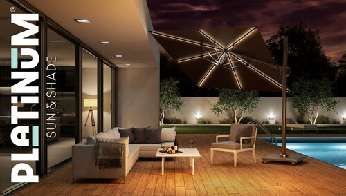 Platinum zweefparasol Challenger T² Glow ø350 taupe - afbeelding 3