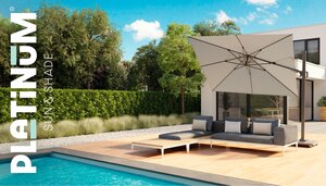 Platinum zweefparasol Challenger T² Sandstone frame, 300x300 Champagne - afbeelding 4