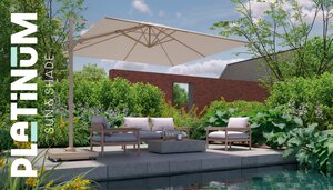 Platinum zweefparasol Challenger T² Sandstone frame, 300x300 Champagne - afbeelding 5