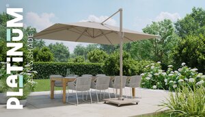 Platinum zweefparasol Challenger T¹ Sandstone frame, 400x300 Champagne - afbeelding 4