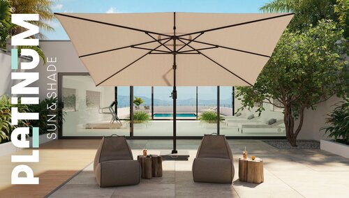 Platinum zweefparasol Challenger T¹ Sandstone frame, 400x300 Champagne - afbeelding 5