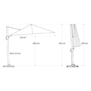 Platinum zweefparasol Challenger T¹ Sandstone frame, 400x300 Champagne - afbeelding 11