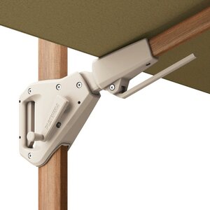 Platinum zweefparasol Challenger T² Teak look frame, 300x300 Champagne - afbeelding 8