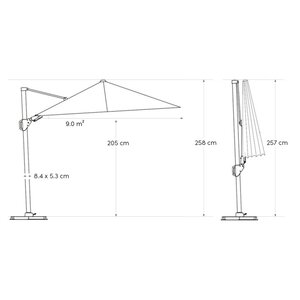 Platinum Zweefparasol Nexus T² Champagne Vierkant 300 x 300 cm - afbeelding 10