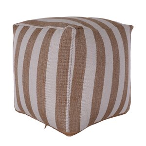 Poef 45 x 45 x 35 cm stripes natural/white - afbeelding 1