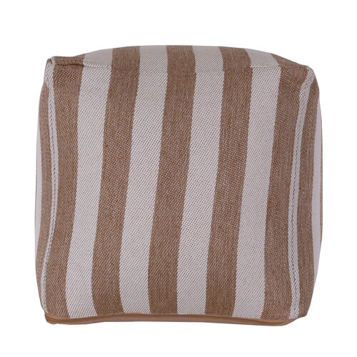 Poef 45 x 45 x 35 cm stripes natural/white - afbeelding 2