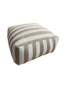 Poef Strepen - 60x60x25cm Naturel/Wit