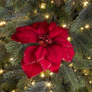 Poinsettia op clip - D24xH7cm Rood - afbeelding 2