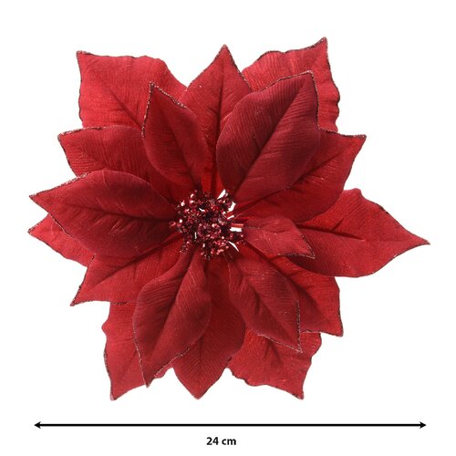 Poinsettia op clip - D24xH7cm Rood - afbeelding 4