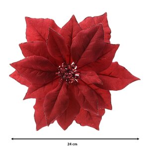 Poinsettia op clip - D24xH7cm Rood - afbeelding 4