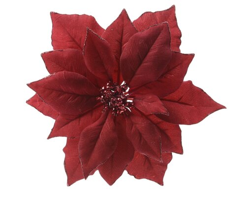 Poinsettia op clip - D24xH7cm Rood - afbeelding 1