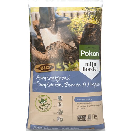 Pokon Bio Aanplantgrond Tuinplanten, Bomen & Hagen Turfvrij 30L - afbeelding 1