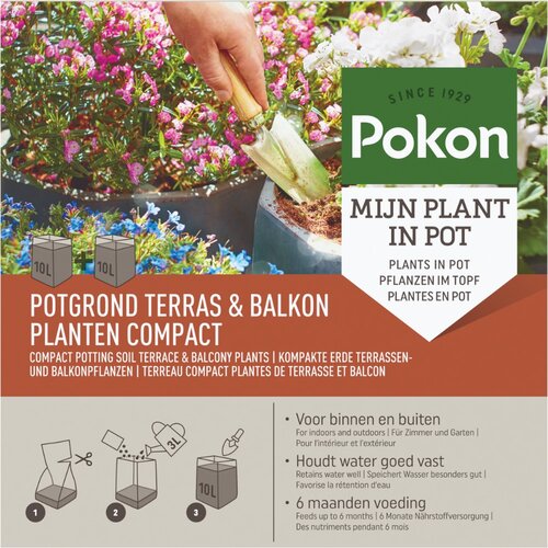 Pokon Kokos Potgrond Terras & Balkon Compact 20L OP=OP - afbeelding 1