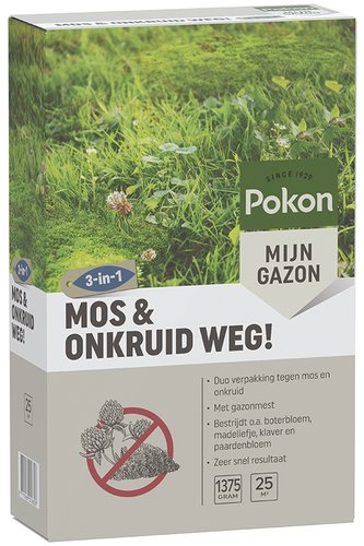 Pokon Mos en Onkruid Weg! 3-in-1 voor 25m² - afbeelding 1