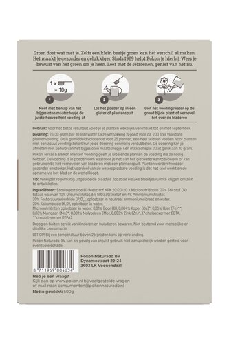 Pokon Terras & Balkon Planten Wateroplosbare Voeding 500gr - afbeelding 2