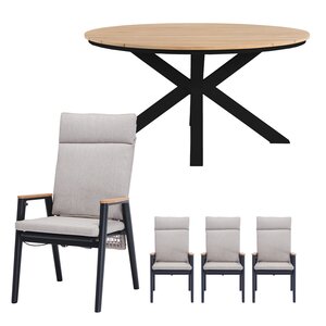 Royal Seasons Portland 4-zits tuinset rond met verstelbare stoelen - afbeelding 1
