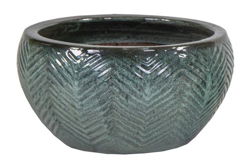 Portly Bowl Fishbone Moss Green - Ø 18 x H 10 cm