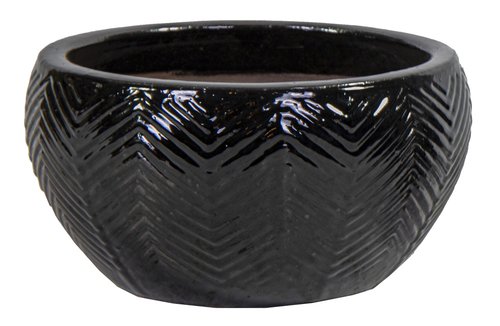 Portly Bowl Fishbone Shiny Black - Ø 18 x H 10 cm