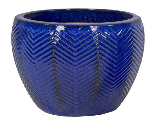 Portly Egg Fishbone Falling Blue - Ø 30 x H 20 cm