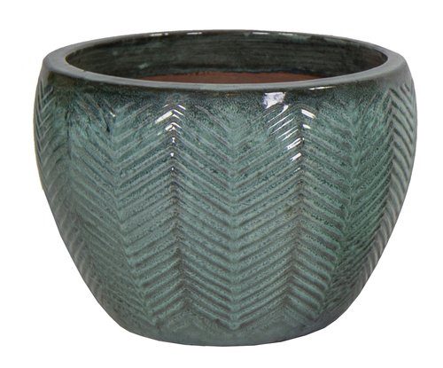 Portly Egg Fishbone Moss Green - Ø 30 x H 20 cm