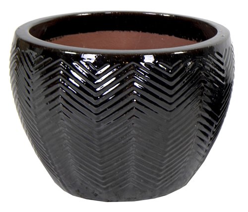 Portly Egg Fishbone Shiny Black - Ø 38 x H 27 cm