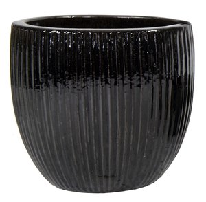 Portly Egg Rib Shiny Black - Ø 50 x H 45 cm