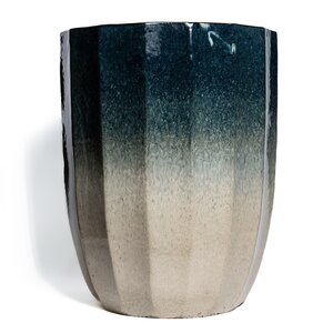 Pot brede rib - D56xH71,5cm oceaanblauw/crème - afbeelding 1