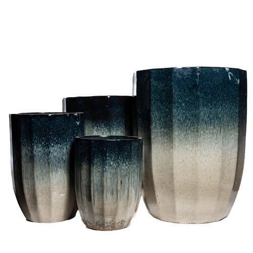 Pot brede rib - D56xH71,5cm oceaanblauw/crème - afbeelding 2