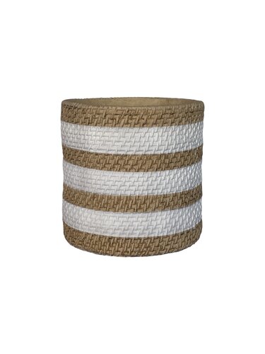Pot Cilinder Strepen D27,5 x H27 cm Wit/Naturel